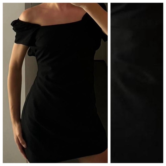 NWT. Zara Black Linen Blend Mini Dress with Balloon Puff Sleeves. Size M. - Picture 3 of 8